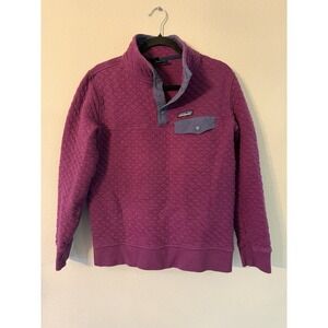 Patagonia Organic Cotton M Quilt Snap-T Pullover Maroon Blue Jacket Top